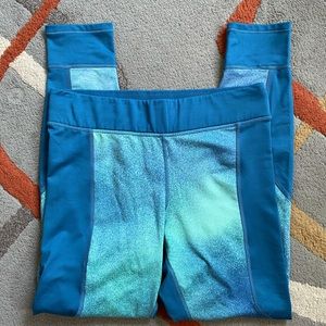 Under Armour Blue Green Leggings GUC Size Large